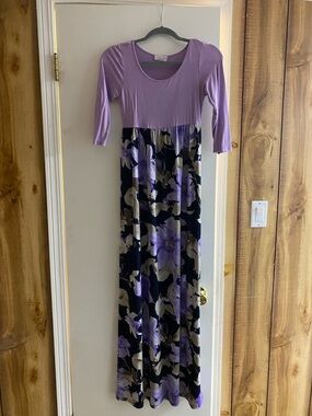 Pink Lily Lavender and Black Floral Maxi Dress
